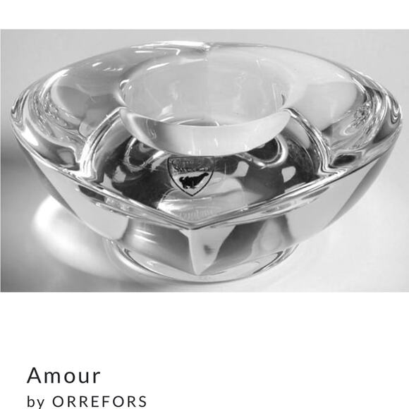 Orrefors Amour Crystal Heart Candle Holder circa 1988 Signed - Picture 6 of 6